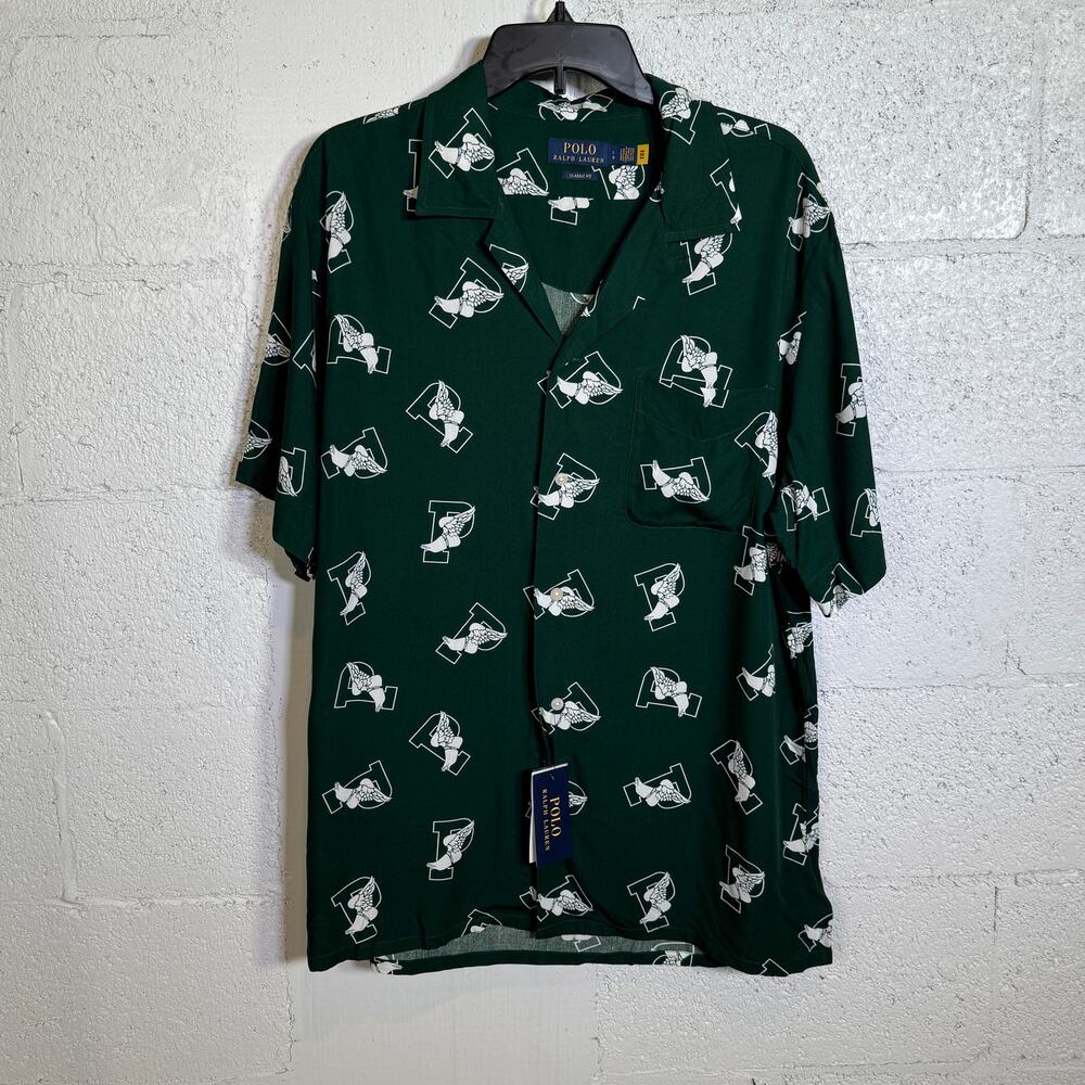 Polo Ralph Lauren Men's Classic-Fit P-Wing Camp Shirt green L $148